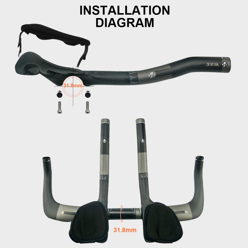 rxl SL Aero Bars, TT Bike Armlehne Lenker Carbon Faser AeroBar Triathlon 340 mm, grau
