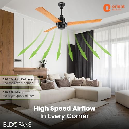 Image of Orient Electric's 1200 mm I Tome Remote| BLDC remote fan| BEE 5-star rated, consumes 26W at the highest speed | Saves up to 50% on electricity bills | 3-year warranty | Wooden finish, pack of 1
