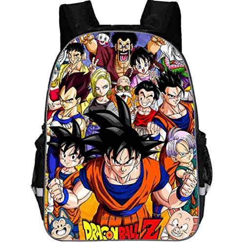 TREES Mochila Hombre  Anime Dragon Ball 18 Pulgadas de Portátil Antirrobo Negro Escolares