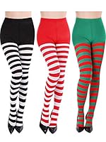 Algopix Similar Product 19 - 3 Pairs Striped Tights Full Footed