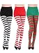 3 Pairs Striped Tights Full Footed Striped Socks Thigh High Stockings for Women Christmas Cosplay(style-1)