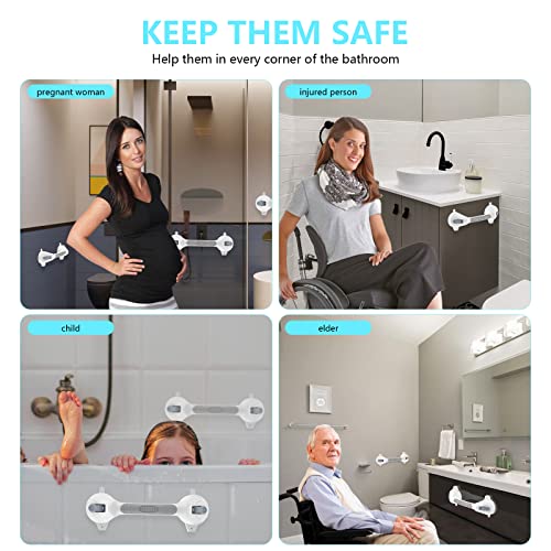 2 Pack Gray Suction Cup Adhesive Grab Bar With Indicator 15 Inch - 1.25" Diameter, Imomwee Bath Grab Bar Safety Balance Handrail, Handicap Elderly Senior Injury Disable Portable Assist Shower Handle #TOP6