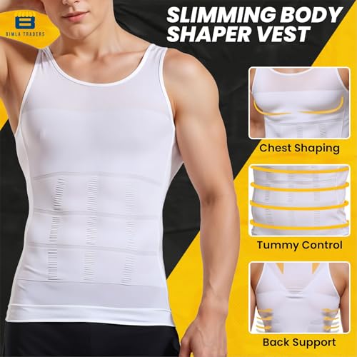 Image of Men's Slimming Body Shaper Vest | Compression Tummy Tucker for Belly Fat | Stretchable Abs Slimmer Tank Top | Corset for Gym, Workout & Weight Loss Fitness