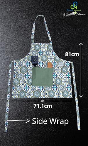 Image of Kitchen Apron for Women & Men | 100% Cotton | Cooking Apron with Big utility Pocket | Adjustable neck strap | Free Size | Kitchen Utensils Accessory