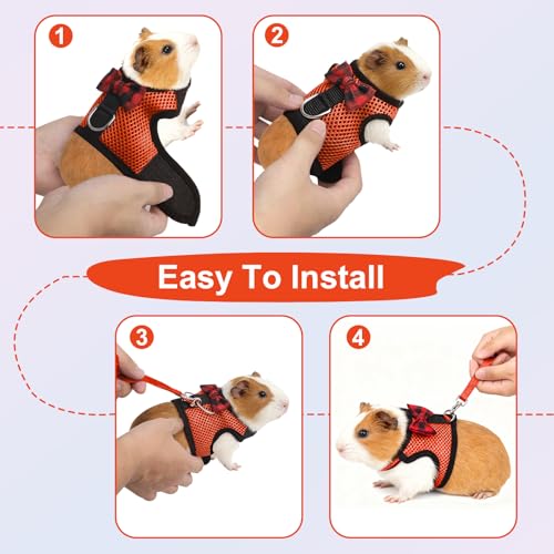 Image of Guinea Pig Harness and Leash,2packs Guinea Pig Clothes Baby Ferret Rats Hamster Soft Mesh Harness Leash for Decoration,Hamster Harness can be Adjusted to Any Size. (Blue + Orange)