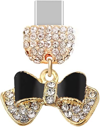 ELISE FONDA TP127 Tipo-C Puerto de carga USB de cristal antipolvo colgante de arco pequeño para teléfono celular Samsung