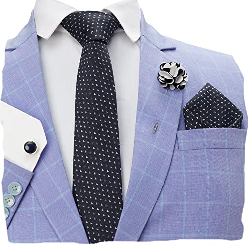Image of BLACKSMITH Tie, Cufflink, Pocket Square, Lapel Pin, Set of 4 for Men [ Free Size ]