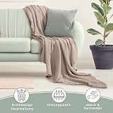 LAYNENBURG Premium Musselin Tagesdecke 180x220 cm - 100% Baumwolle - extraweiche Baumwolldecke als Kuscheldecke, Bett-Überwurf, Sofa-Überwurf, Couch-Überwurf - warme Sofa-Decke (Taupe)