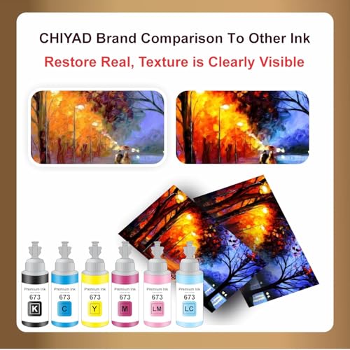 Image of T673 Compatible Refill Ink for Epson L805, L800, L1800, L810, L850 Printer - Compatible Ink Bottle for Epson T673 Ink Code (T673 Ink Set)