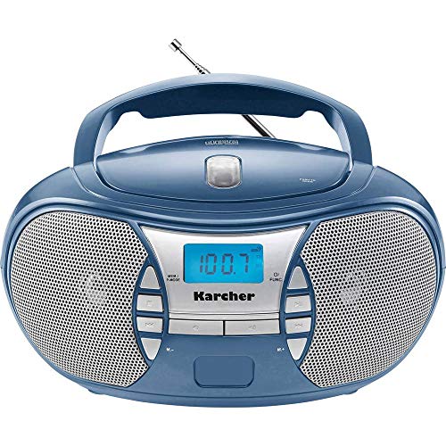 Karcher RR 5025-C tragbares CD Radio (CD-Player, Boomboxen, UKW Radio, Batterie/Netzbetrieb, AUX-In) blau