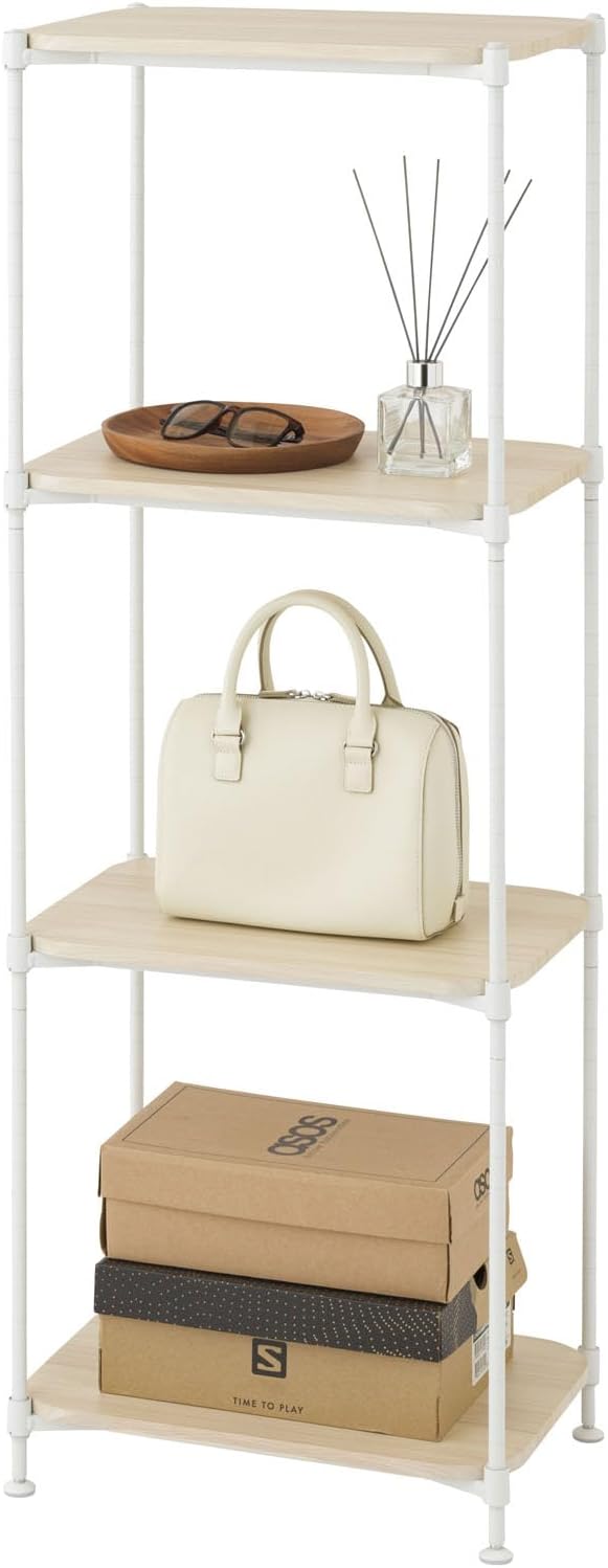 無垢ひのき材】木とアイアンのスタイルハンガーラックミッド