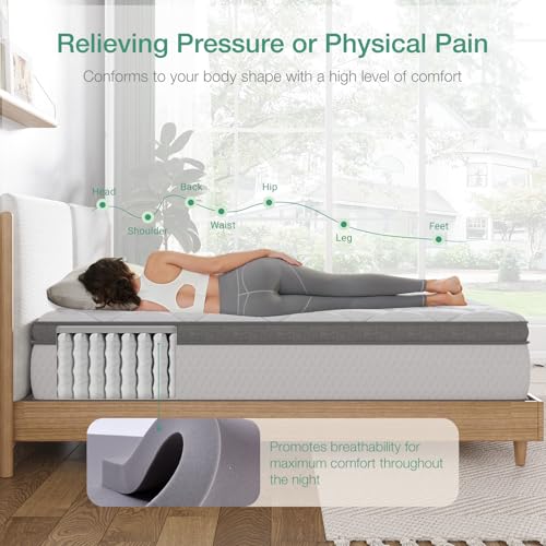 Image of Novilla Queen Size Mattress 10 Inch, Queen Mattress in a Box HybridPocket Innerspring with Foam Layer for Motion Isolation & Pressure Relief, Soft Feel but Supportive, CertiPUR-US