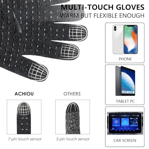 Image of Achiou Winter Gloves, Glove for Men Women, Upgraded Touch Screen Texting Warm Running with Thermal Soft Knit Lining