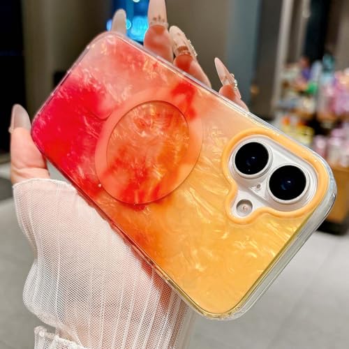 Coque iPhone 17 orange MagSafe antichoc translucide à perles - 3
