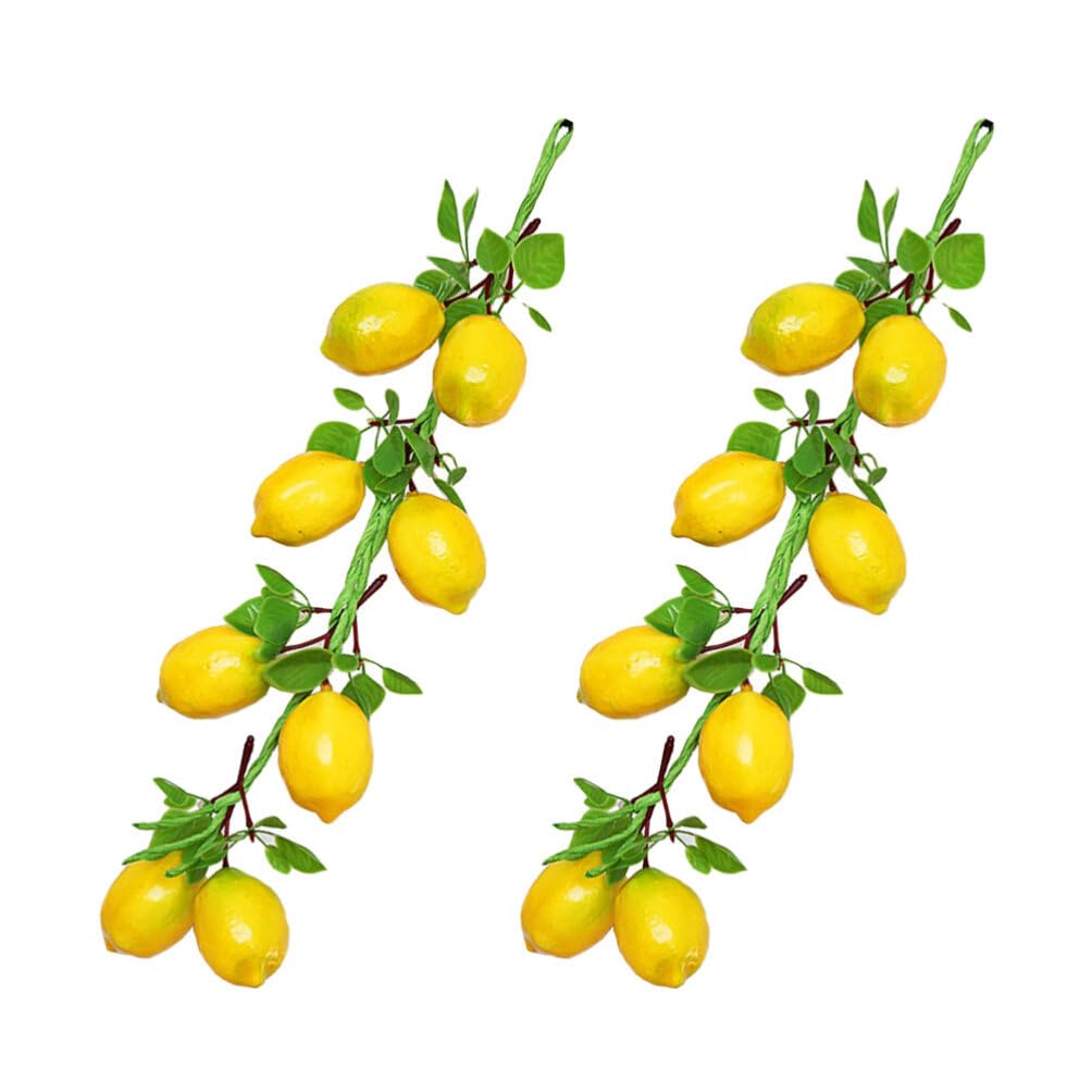 PRETYZOOM 2pcs Artificial Lemon Strings: Lifelike Lemon Hanging Bunches, Fake Fruuits Photography Props, Simulation Lemon Hanging Ornaments for Summer Decoration