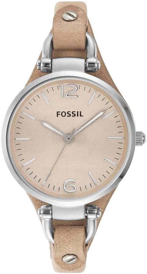 Fossil Georgia Watch for Women, Quartz Three Hand Movement with Leather Strap