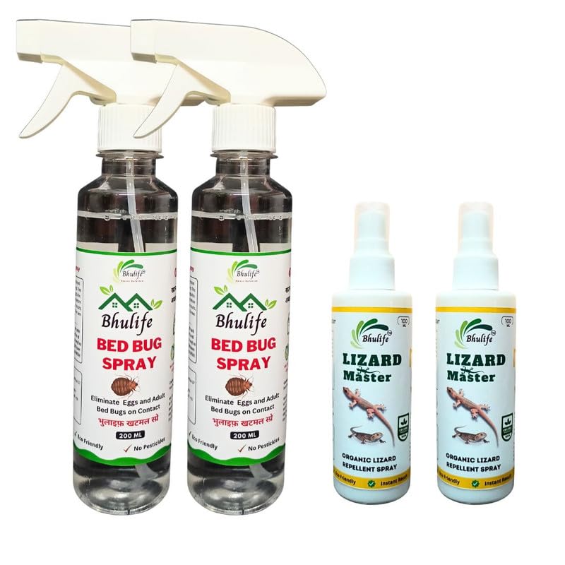 Bhulife Organic Bedbug Killer Spray & Lizard Repellent Spray Combo | Natural Products| 200MLx2+100MLx2-image-45