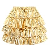 Somlatrecy Girls' Metallic Skirt Toddler Gold Tutu Skirt for Girls Sequin Skirt Gold 5T