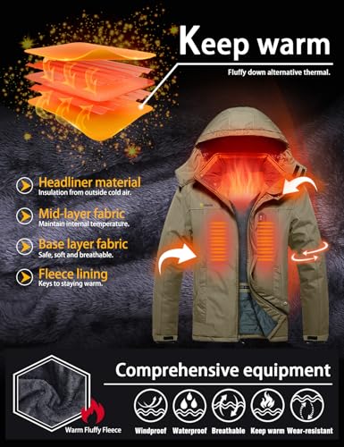 Image of GEMYSE Men's Ski Snow Jacket Warm Winter Waterproof Coat Snowboard Rain Jacket Hooded Windproof Windbreaker