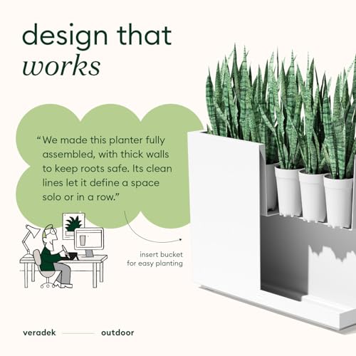 Image of Veradek Block Series Span Planter - Tall Rectangular Outdoor Planter