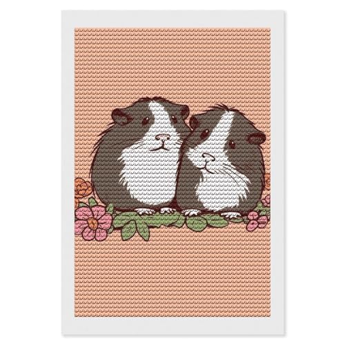 Toile diamant adhésive haute définition motif cochons d'Inde strass brillants