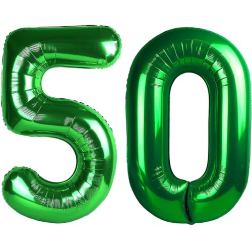 Image of Number Balloons Green Party Balloon - Giant Number 50 Balloon, 40 Inch Large Balloon for St. Patrick's Day Games Theme Birthday Decoration, Girls Boys Party Supplies