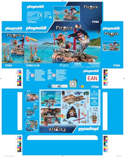 Playmobil | Pirates | Récupération de trésor sur Radeau Pirate | Jouet de Pirates | Figurine de Pirate | Jouet pour Enfants dès 4 Ans | 71794