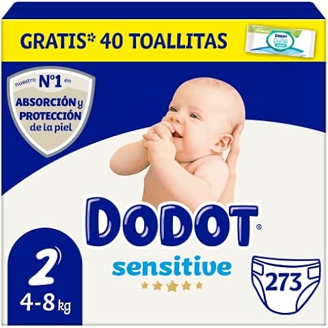 Dodot Pañales Bebé Sensitive Talla 2 + Toallitas Gratis, Pack Mensual Cover