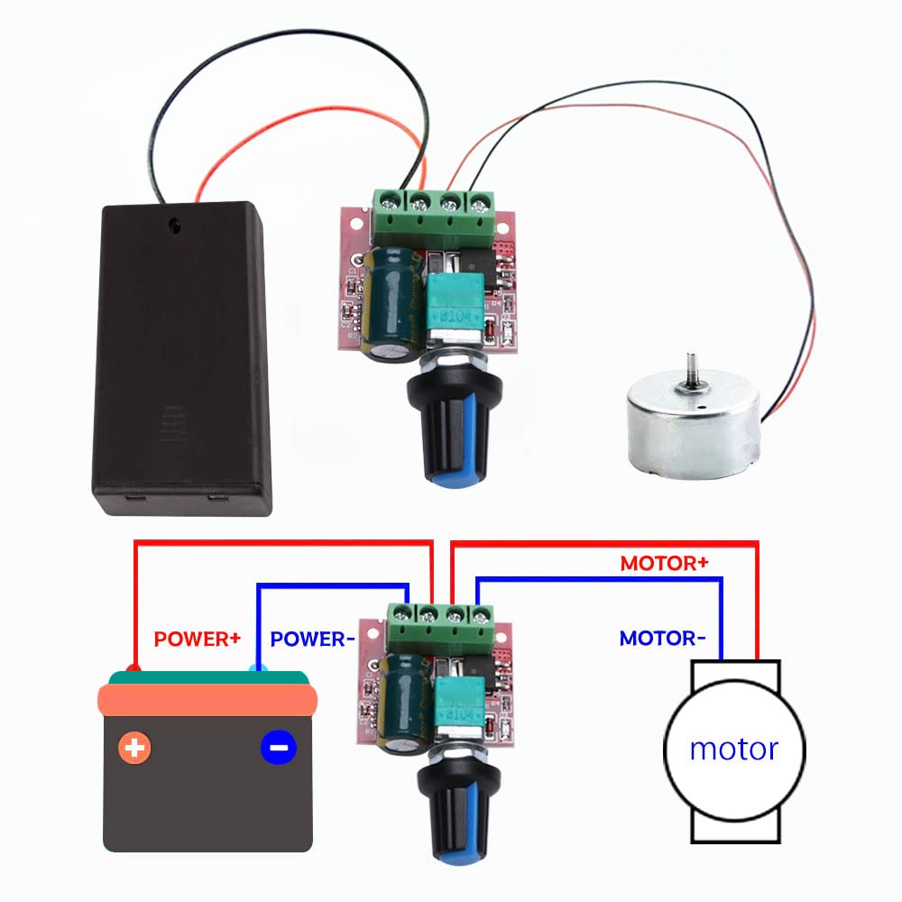 VooGenzek 4 Pezzi 5V-35V 5A 90W Regolatore di Velocità del Motore CC, PWM Interruttore del Driver Regolabile con Interruttore