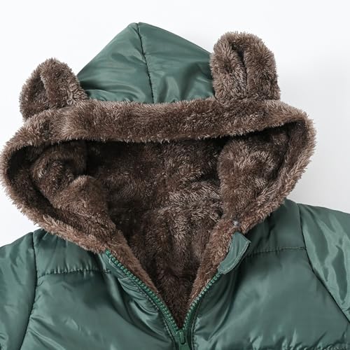 Toddler Boys Girls Hooded Jacket Thick Fleece Zip 𝗦𝗵erpa Lined Ears Outerwear Windproof Coat with Pocket3