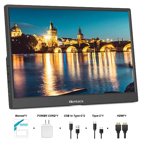 Image of Portable Monitor - 14 inch FHD 1920x1200P USBC Portable Touchscreen IPS Display, USB Type-C HDMI HDR External Monitor for Laptop /PC /Mac /Phone /Xbox, Built-in Kickstand & Speakers