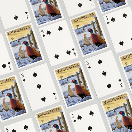Lantern Press Pheasants, Minnesota, 52 naipes póker adultos miniatura 4