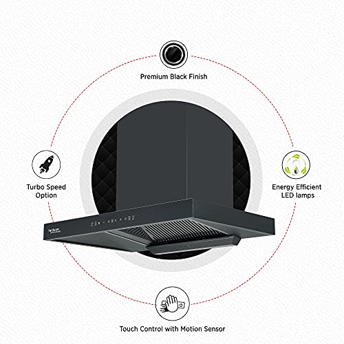 Image of Hindware Smart Appliances Atlanta 75 cm Chimney |1350 CMH | Auto Clean | MaxX Silence | Filterless | Touch Control, Motion Sensor | 10 Yrs Warranty on Motor & 2 Yrs on Product (Black, 32% Less Noise)