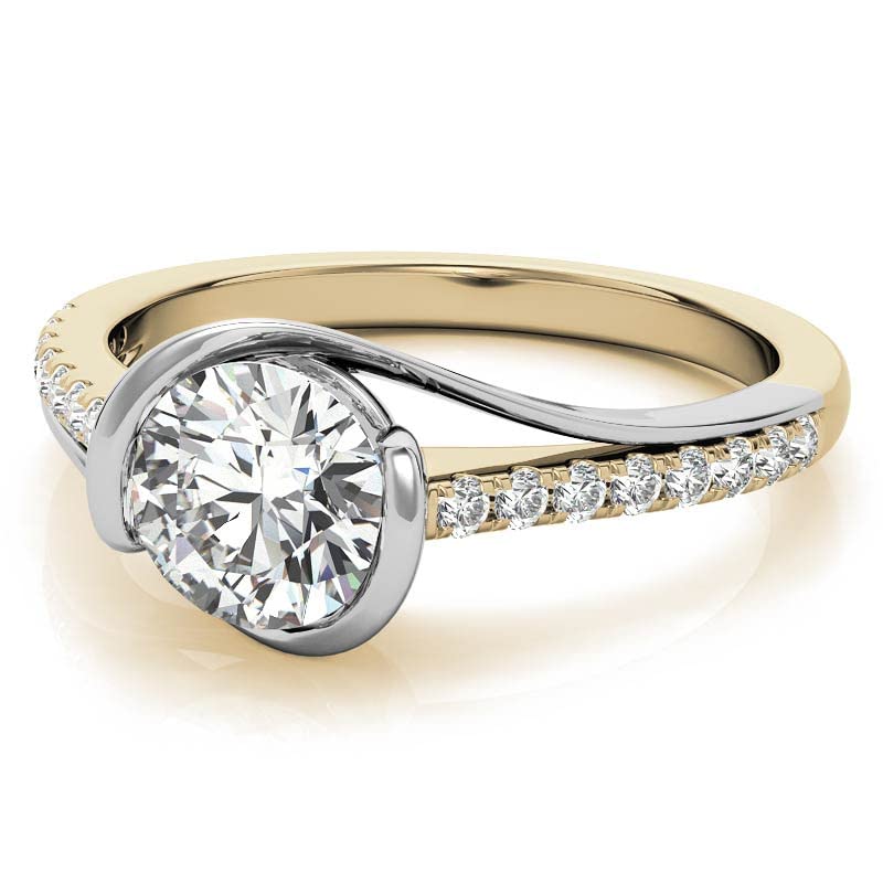 Moissanite Wedding Anniversary Engagement Ring for Women 1.0 CT Round Cut, Modern Style Bypass 925 Sterling Silver-G52