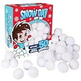 Giraffe 2.5 Inches Jumbo Fun Fake Snowball 50 Pack for Kids - Artificial Snowballs Bulk for Indoor and Outdoor - Snow Ball for Decorations, Winter Toy Games Fights - Fun Christmas Party Activities