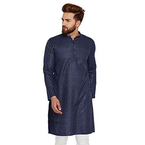Kurta de lino y algodón Sojanya para hombre túnica estampada ligera m