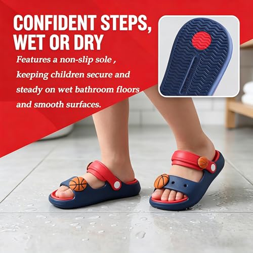 Image of Toddler Slides Sandals Unicorn Bunny Non-Slip Beach Pool Home Slippers | Kids Unicorn Dinosaur Bunny Slides Sandals for Boys Girls - Cute Non Slip Home Bath Shower Outdoor Shoes
