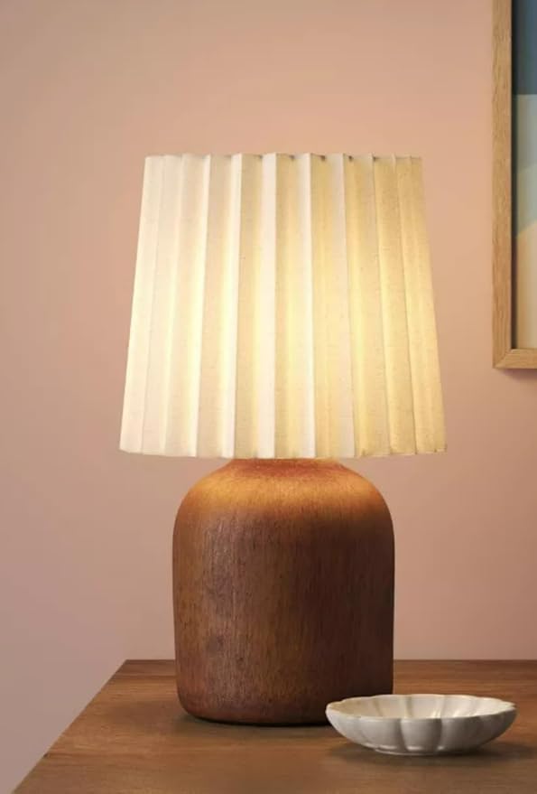 Generic Mini Dark Faux Wood Table Lamp with Pleated Shade - Room Essentials™ photo 6