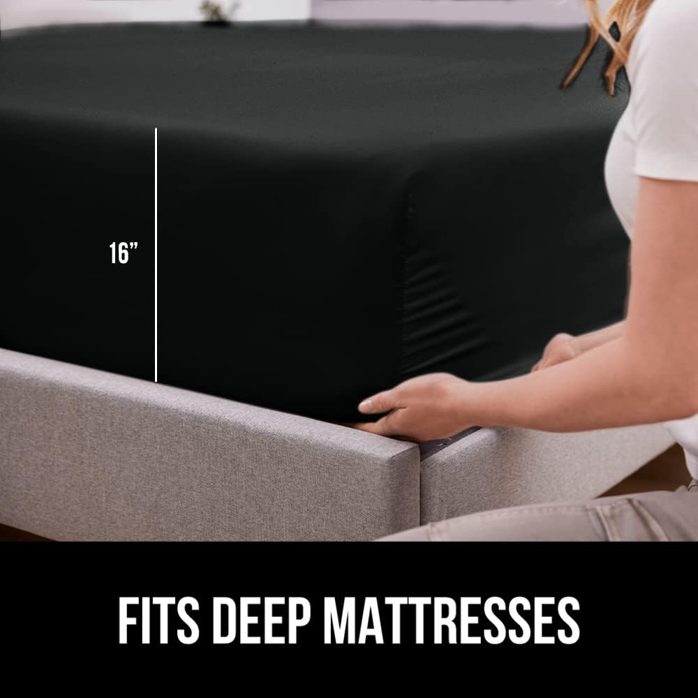 Black King Deep Pocket Microfiber Fitted Sheet