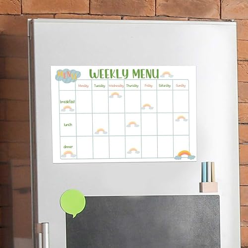 Miniatura 9 de EXCEART Planificador de comidas adhesivas para refrigerador, calendario de menú de borrado en seco para el hogar, autoadhesivo, horario semanal,