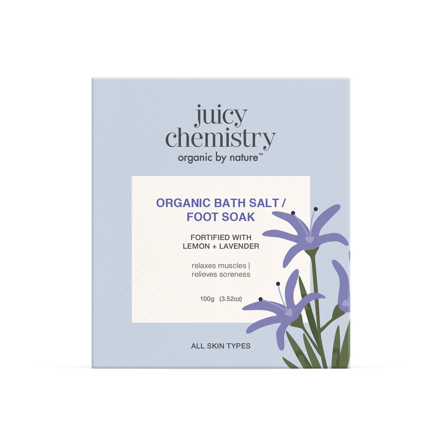 Juicy Chemistry Organic Bath Salt/Foot Soak Fortified with Lemon + Lavender, 100 g | Detoxifies | Soothes & Refreshes | Relaxing Aromatherapy & Skin Softening | Certified Organic-image-44