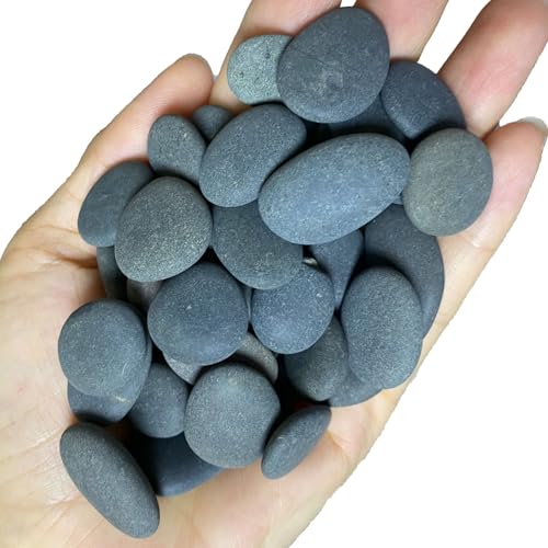 juexiyarticle 900g Flache Steine zum Bemalen, Kieselsteine zum Basteln,Flusssteine für Aquarium Steine Grau Dekosteine,1.5-3cm