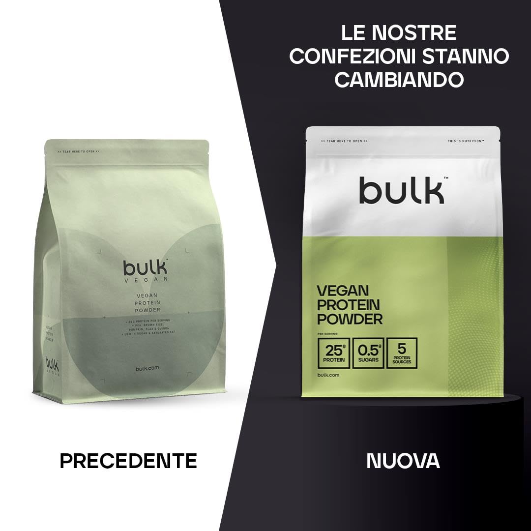 Bulk Proteine Vegane in Polvere, Frullato Proteico Vegetale, Vaniglia, 2.5 kg, Formula Nuova e Migliorata, 71 Porzioni, La Confezione Può Variare
