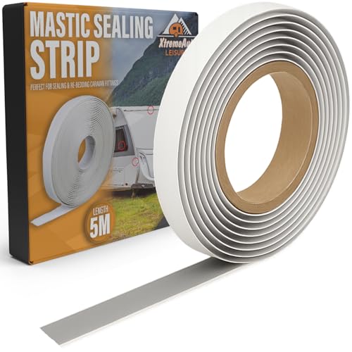 Xtremeauto Mastic Sealing Strip for Caravans & Motorhomes 5M Off White Weatherproof Sealant for Overlap Joints Awning Rails Roof Lights Vents & Trims Durable & Easy to Apply (19MM)