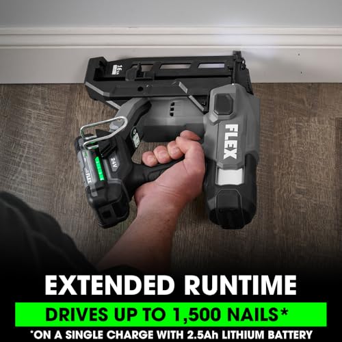 Image of FLEX 24V Brushless Cordless 16 Gauge Straight Finish Nailer Kit, Zero Ramp-up, Heavy Duty Decorative Trim, Drives 3 /4 inch to 2-1 /2 inch, Lightweight w / 2.5Ah Battery & 160W Fast Charger - FX4321-1A