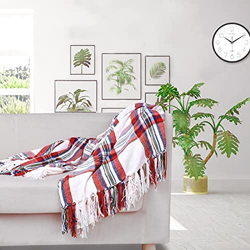 JUDYBRIDAL Christmas Chenille Plaid Blanket Throw Size, All Season Extra Soft Blanket with Decorative Tassel for Holiday, Home Decor, Everyday Use | 50