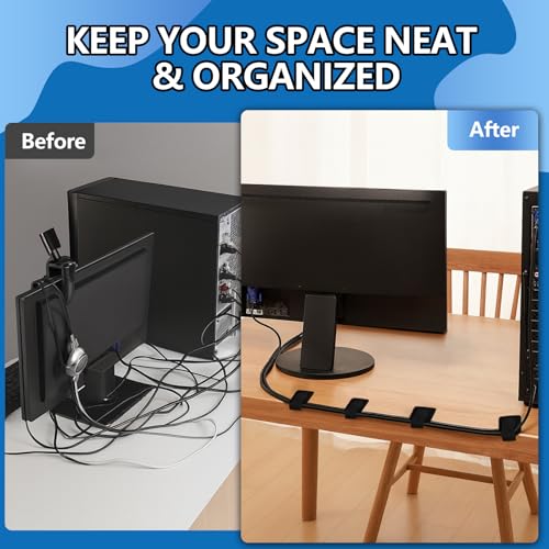 Kabelmanagement Schreibtisch, 50 Stück Klettband Selbstklebend Kabelhalter, Verstellbarer Nylon Klettverschluss Kabel Organizer für Schreibtisch Ladekabeln Nachttisch Büro