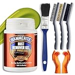 Rust Remover for Metal Bundle with 100ml Hammerite Rust Remover Gel, Wire Brush Set (Nylon Steel Brass), Gloves & Decex Paintbrush - Rust Treatment Kit for Cars, Bikes, BBQ, Vehicles, Gates, Chrome