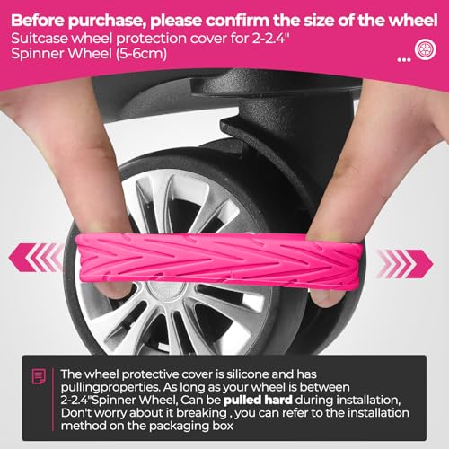 Image of 8Pcs Upgrade Luggage Wheel Covers,Essential Travel Accessories, Hot pink, Soft, Silent. Protect Luggage Wheels
