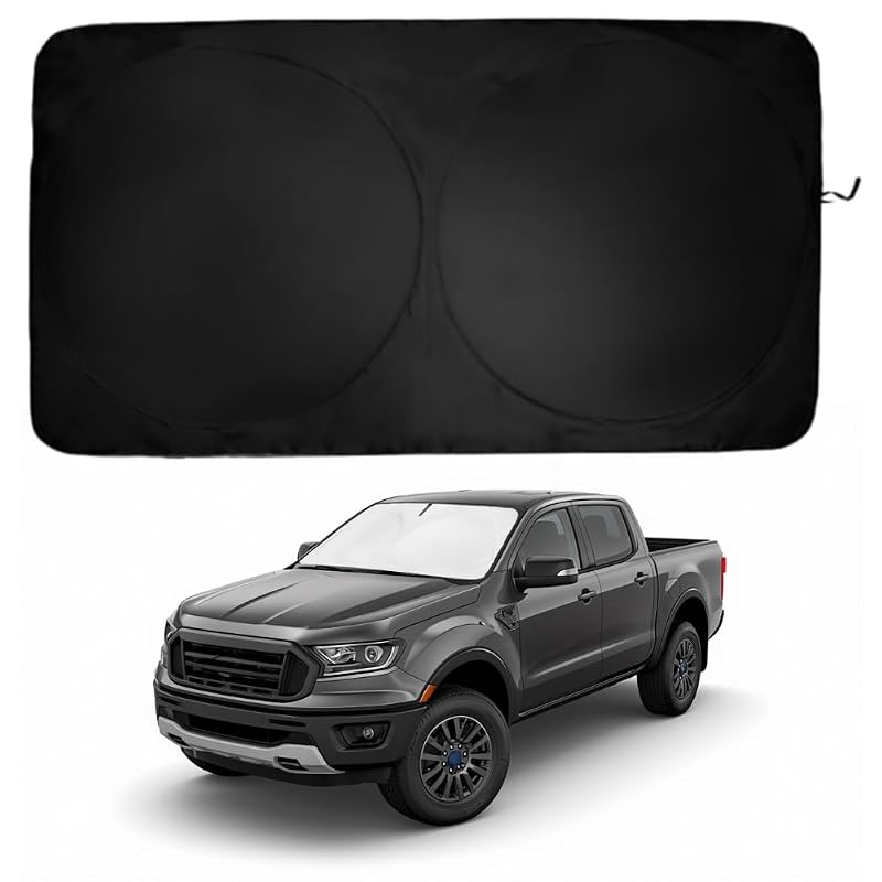 Cortina solar para para-brisa Ford Ranger 2019–2026 kinder Fluff preta e prata